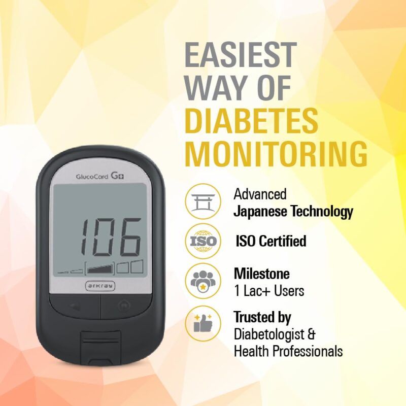 ARKRAY Glucocard G+ Advance glucometer machine | FREE 50 bottlepack Test Strips + 25 Trustlet Lancets + 1 Lancing device | Made in India | Designed with Advanced Japanese Technology - Image 8