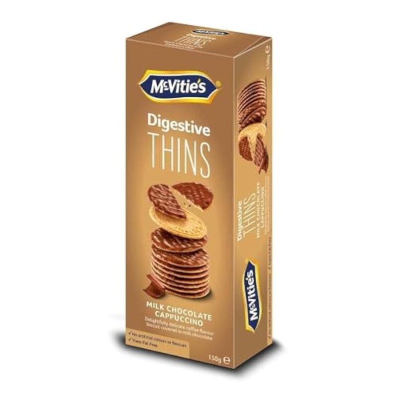 McVities Digestive Thins Milk Chocolate & Cappuccino Biscuits 150 g