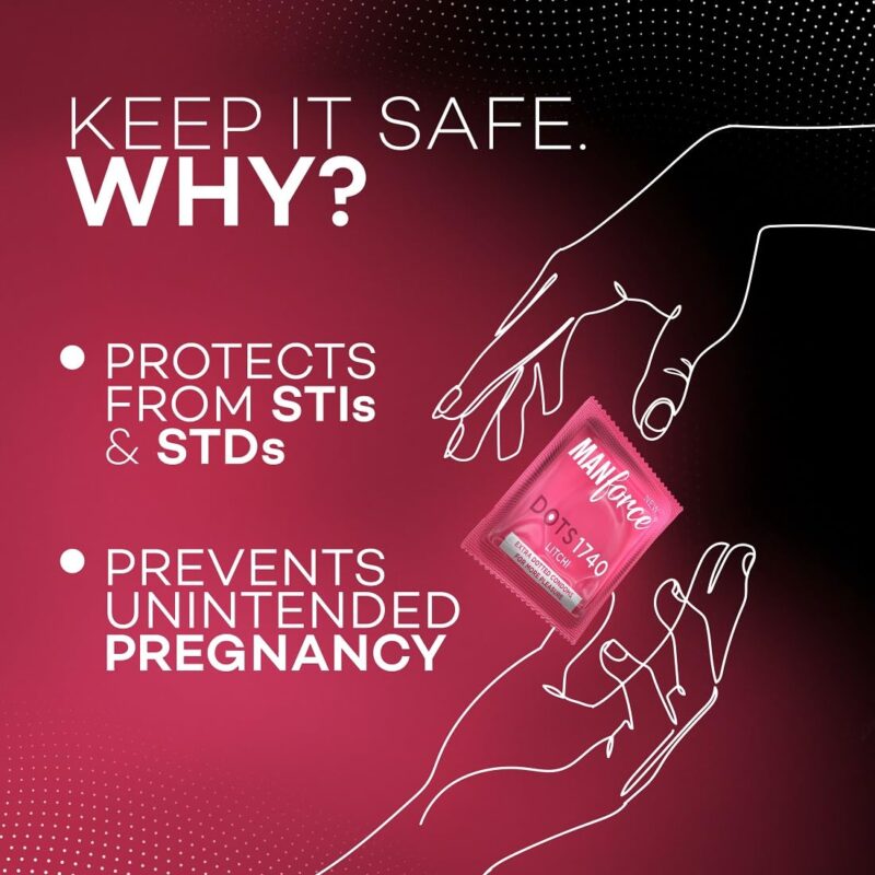 Manforce Extra Dotted Condoms, Litchi Flavoured- 10 Pieces (Pack of 4) - Image 3