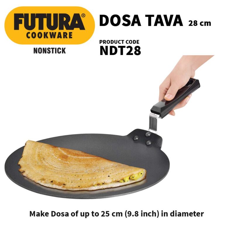 Hawkins Futura 28 cm Dosa Tava, Non Stick Dosa Tawa, Small Dosa Tawa (NDT28) (Black) - Image 5