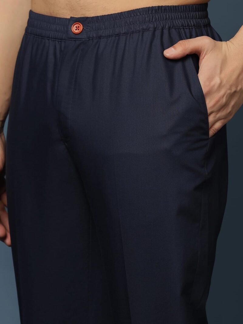 KISAH Men's Black Sherwani Trousers Set, Indo-Western, Cotton Full Sleaves, Knee Length, Straight, Regular Fit, Mandarin Collar Ethnic wear, 40 - Image 3