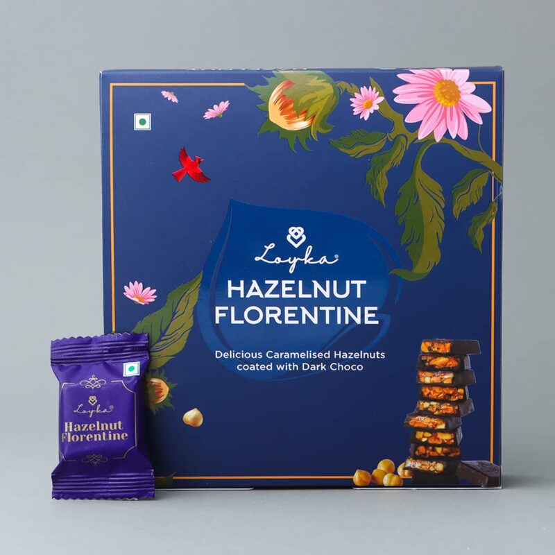 Loyka Hazelnut Florentine Box - 12 pcs | Premium Chocolate Gift Hamper | Choco & Nut Dryfruit Delicacy | Caramalised Hazelnuts coated with Dark Choco | Any-time snack - Image 3