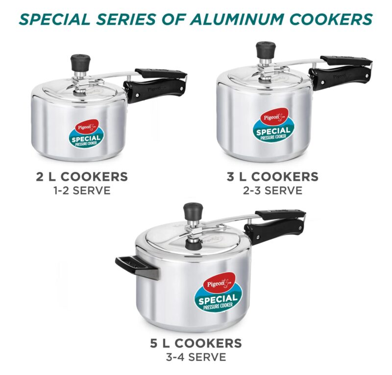 Pigeon by Stovekraft 3 Litre Special Aluminium Inner Lid Non-Induction base Pressure Cooker (Silver) BIS Certified - Image 2
