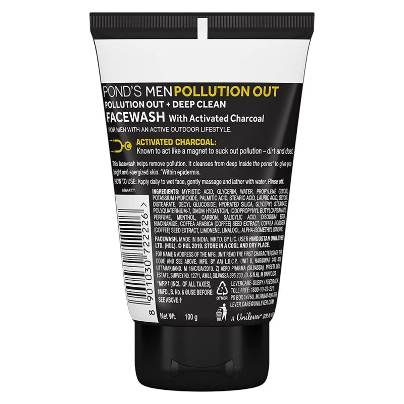 Pond's Men Pollution Out Activated Charcoal Deep Clean Facewash, 100 g - Image 6