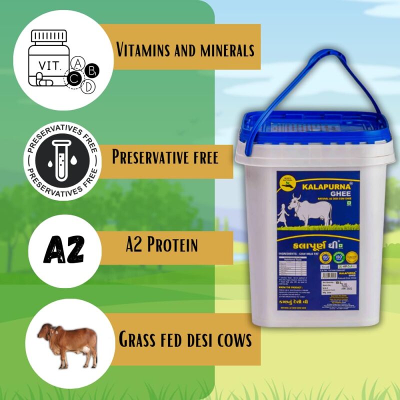 Kalapurna ghee Natural A2 Desi Cow Ghee| Pure Cow Ghee for Better Digestion, Immunity & Eyesight. (15 Ltr) - Image 5