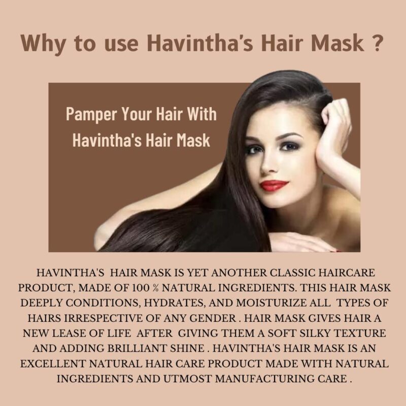 Havintha Hair Mask For Hair Fall Growth Split Ends Luster Shining Nourishment | Hair Mask for Dry and Frizzy Hair | Herbal Hair Mask & Natural Cleanser| Controls Dandruff Hair Mask - 227 Grams - Fresh - Image 2