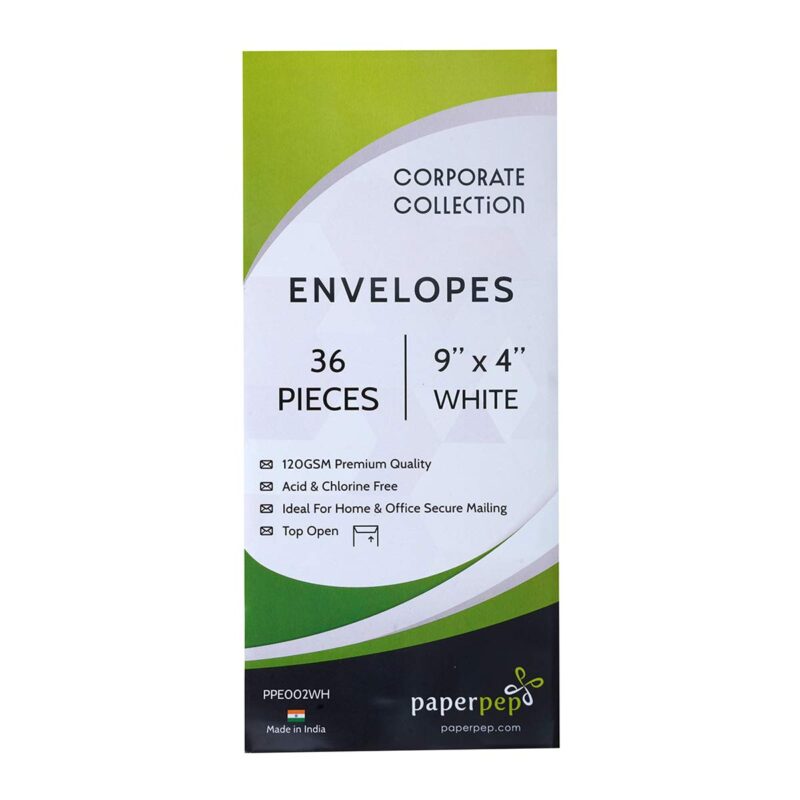 Paper Pep Business Envelope 120GSM White 9"X4" Pack of 72 for Cheques Courier, Document Mailing, Professional & Personal Correspondance