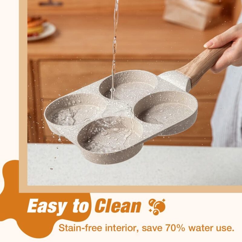 2heet Non Stick Appam Maker Uttappa Tawa (4-Cavities), Granite Uttapam Pan, Gas&Induction Compatible, 19.5 cm, PFOA Free (Beige) - Image 2