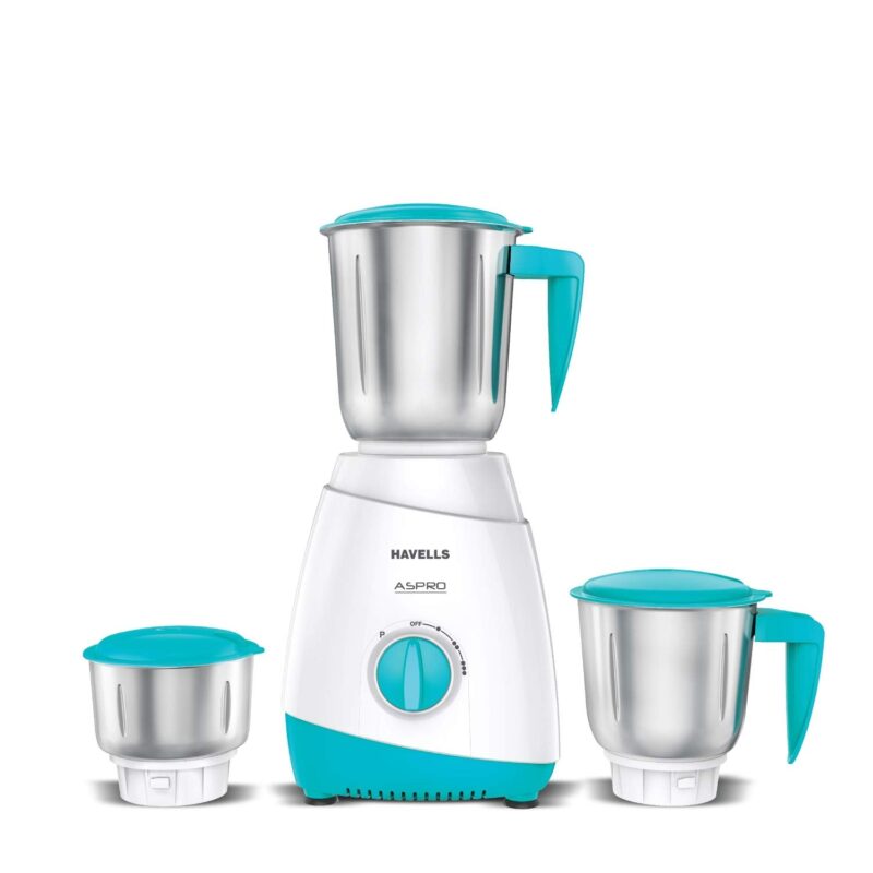 Havells Aspro 500W 3 Jar Mixer Grinder (White-Light Blue)