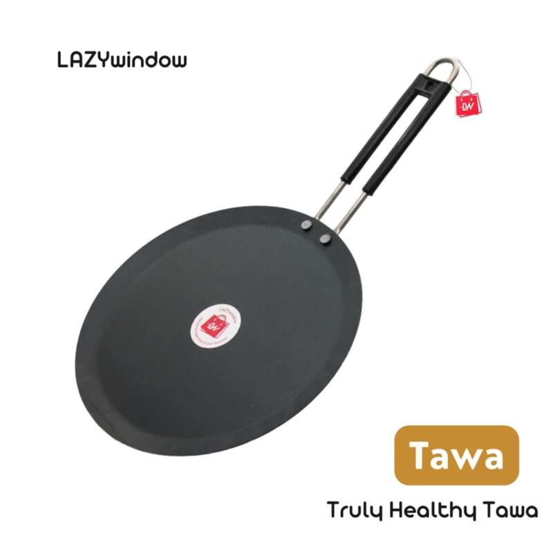 LAZYwindow Induction Base Flat Iron Tawa with Insulated Handle - Image 4