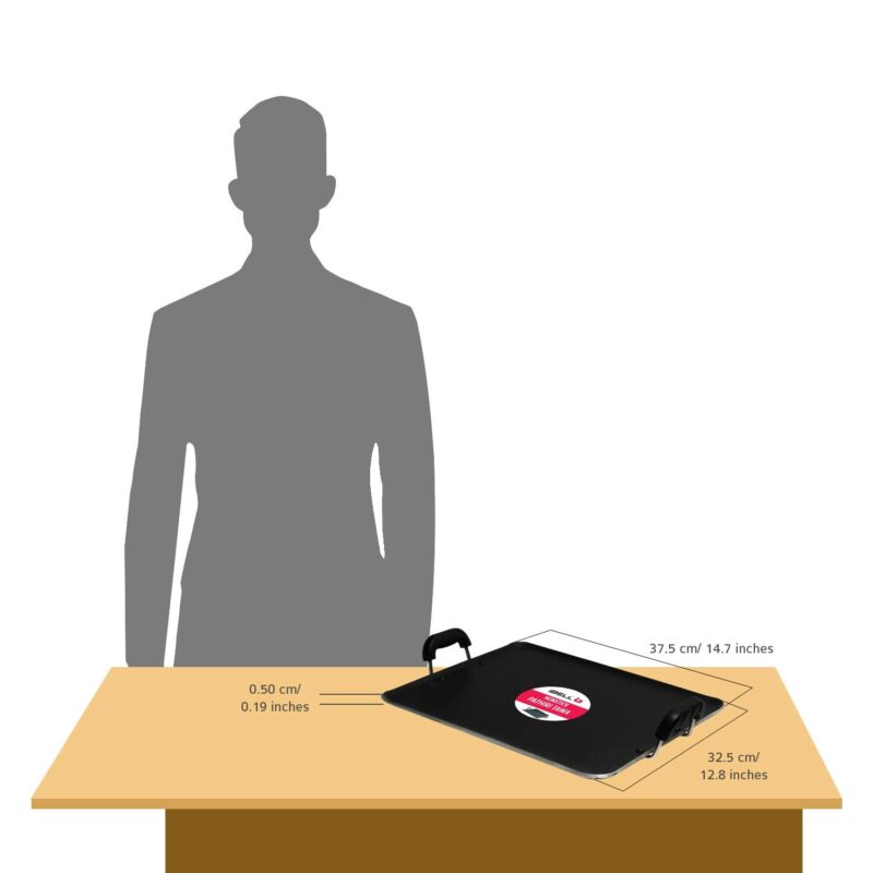 IBELL 3833DLX Non Stick Tawa, Dosa Roti Chapati Pathiri Tawa, Large Rectangular Aluminium Body with Bended Edge, 37.5cm x 31.5cm with 5mm Thickness (Black) - Image 3