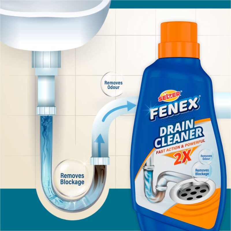 Selzer Fenex Drain Cleaner With Fast Action & Powerful Formula for Washbasin, Sinks And Pipes - 500 gm (Pack of 1) - Image 5