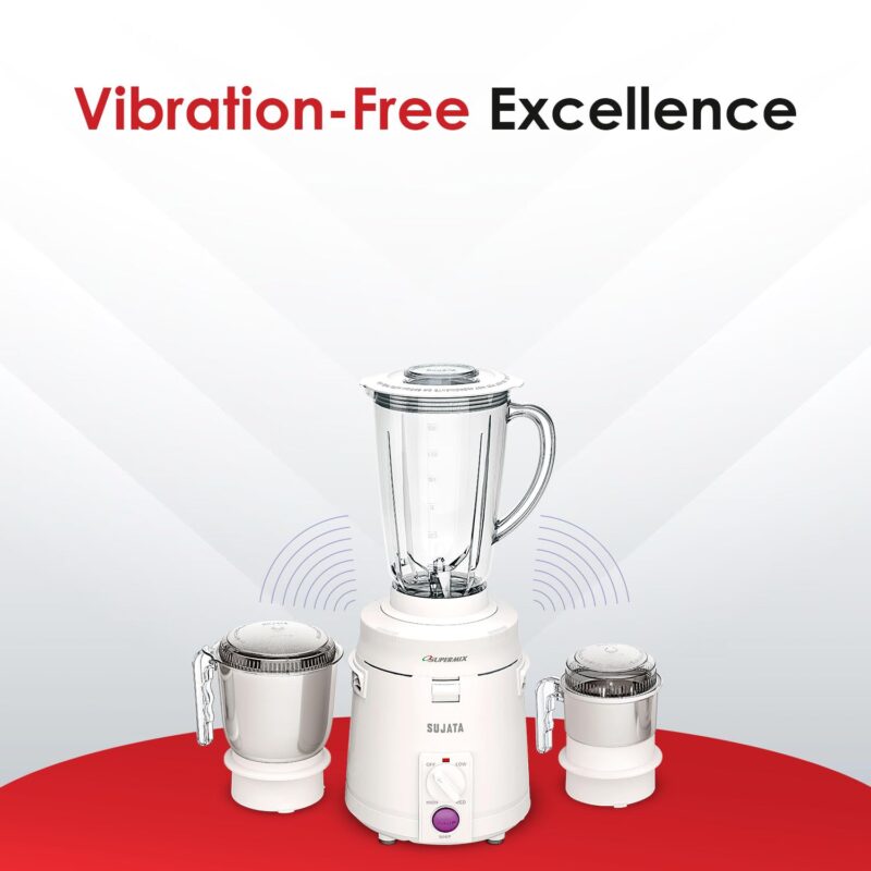 Sujata Supermix 900 Watts Mixer Grinder | 22000 Rotations Per Min | 90 Minutes Continuous Running | 3 Versatile Jars 1750 ml, 1000 ml and 400 ml - Image 2