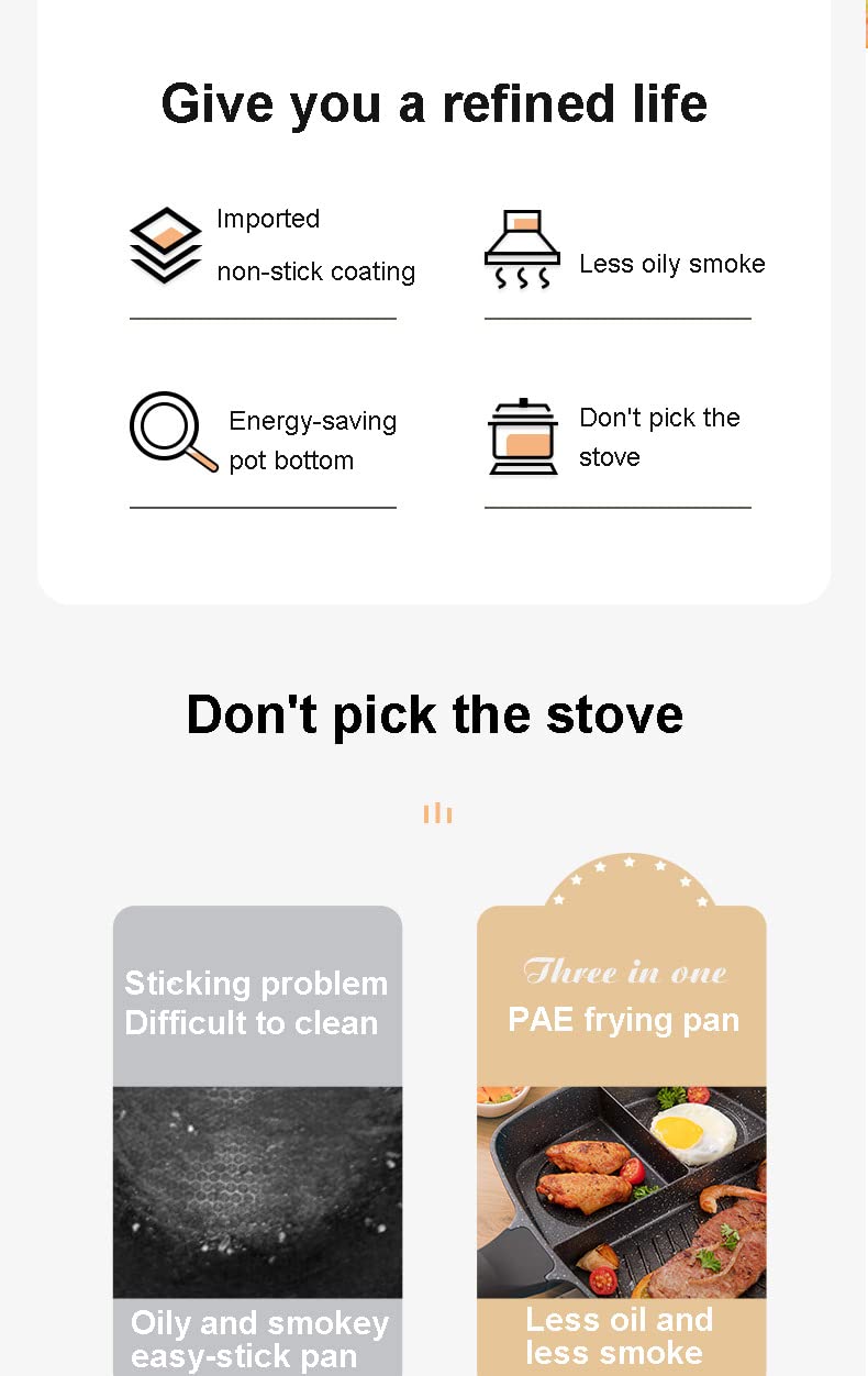 ONCARNIVAL 3-in-1 Non Stick Frying pan Crepe Maker pan Cooking Wok Pot (Black) - Image 6