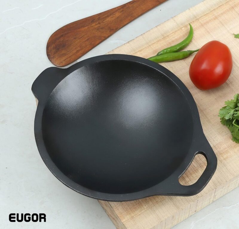 EUGOR from House of TheHealthyCliQ Cast Iron Appa Chatti/Appam Pan/Appam Patra/kallu Pre- Seasoned with Organic Cooking Oil (APPAM) - Black - Image 6