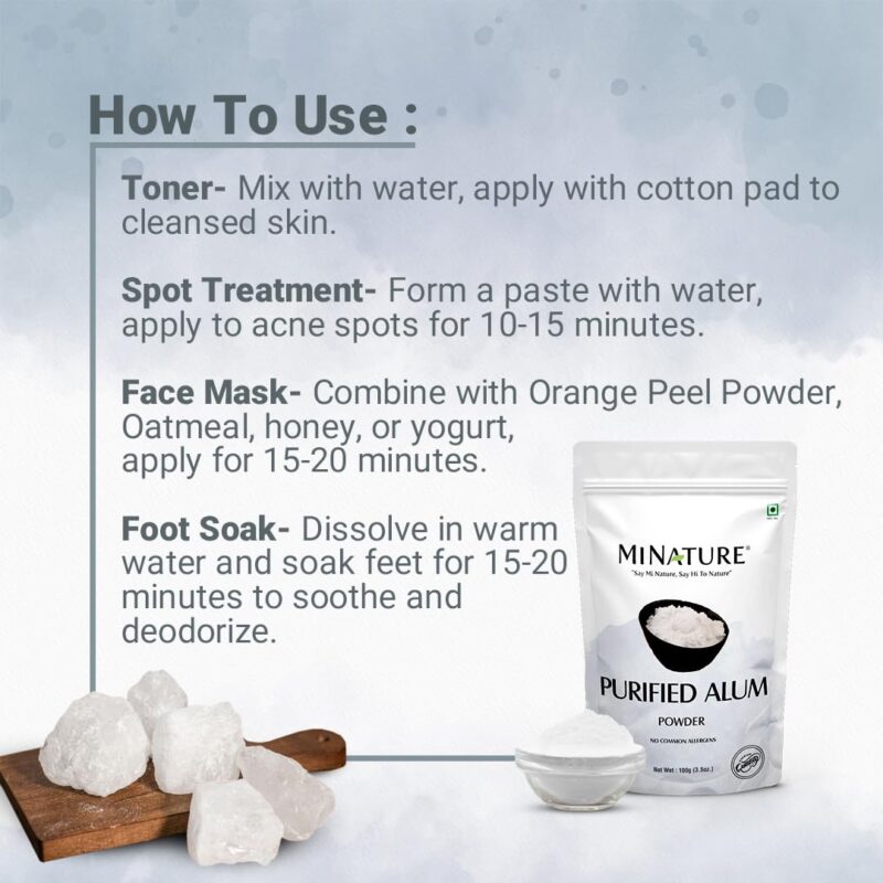 minature Purified Fitkari Alum powder (phitkari) for Skin Care |Water Purify| Pure Alum powder |Cruelty Free (100gm) - Image 8