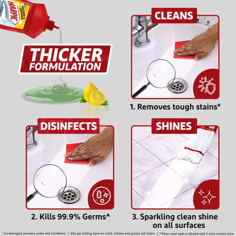 Harpic Disinfectant Bathroom Cleaner Liquid, Lemon - 1L (Pack of 2) + Harpic Drain Xpert Drain Cleaning Powder (50g x 8) - Image 12