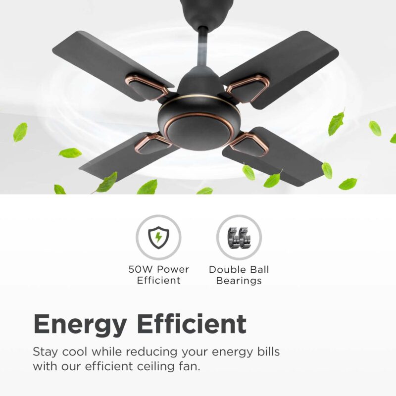 Candes Brio Turbo 600 mm /24 inch Small Ceiling Fans for Home | High Speed, Energy Saver, Noiseless | Small Ceiling Fan for Home, Kitchen Fan, Balcony & Small Room | 2 Yr Warranty | Smoke Brown - Image 6