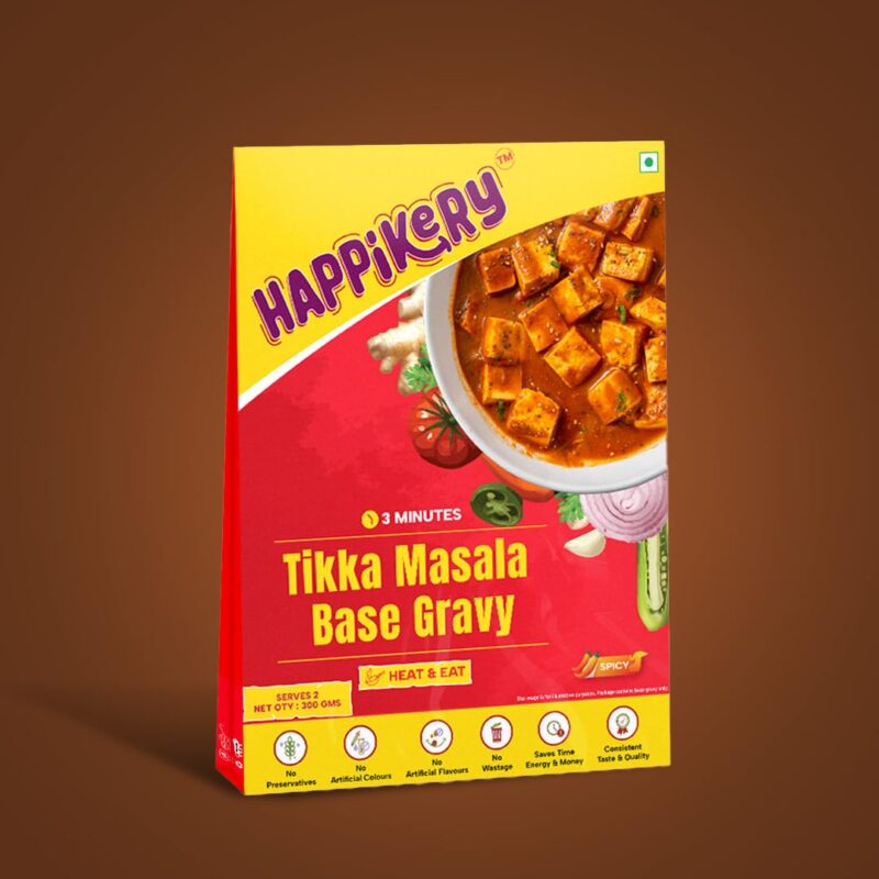Happikery Tikka Masala Gravy 1 Kg (Veg Mix, Upto 5-7 Servings) l Restaurant Style, Master Chef Choice Gravy l Ready To Cook & Eat l Use as base for Dal Tadka, Aloo Mutter, Kadhai Paneer | Ready in 3 min - Image 4