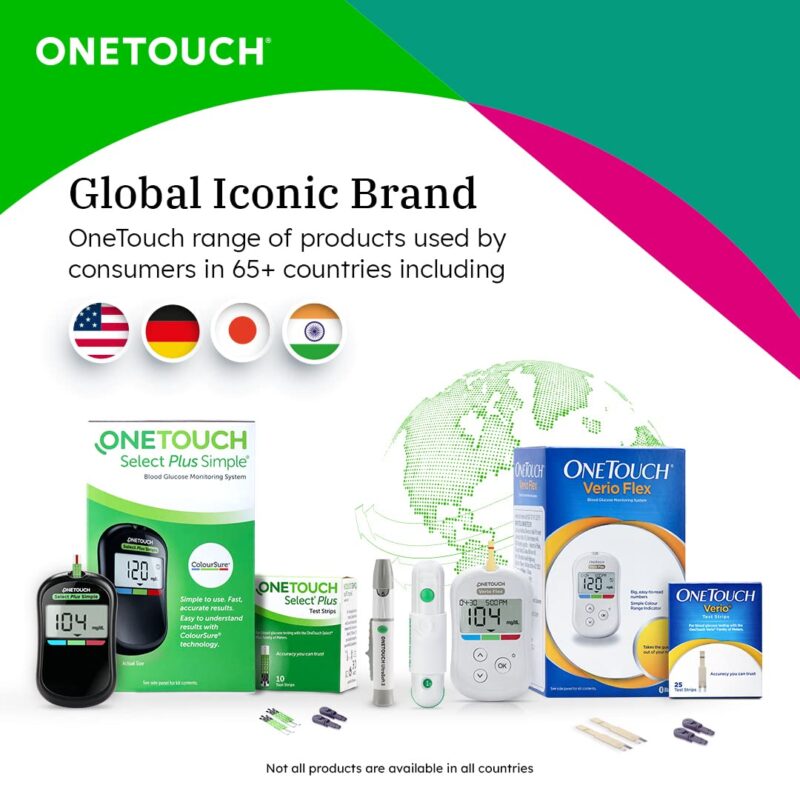 OneTouch Select Plus Simple glucometer machine with 50 Test Strips | Simple & accurate testing of Blood sugar levels at home | Global Iconic Brand | Includes 10 Sterile Lancets + 1 Lancing device - Image 4