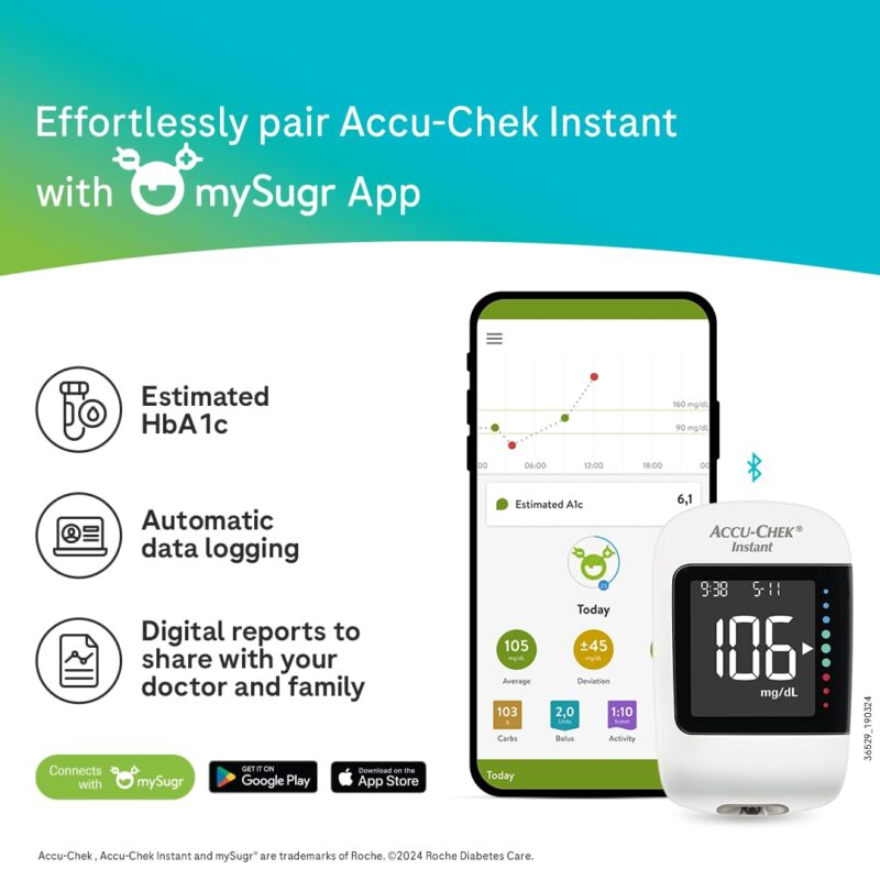 Accu-Chek Instant Blood Glucose Glucometer Kit with Vial of 10 Strips, 10 Lancets and a Lancing device FREE - Image 8