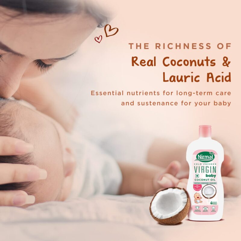 KLF Nirmal Virgin Baby Coconut Oil | Baby Massage Oil | 400 ml| For soft and supple skin | A Natural skin moisturizer | Great for Diaper Rashes | Baby Friendly Pack - Image 7