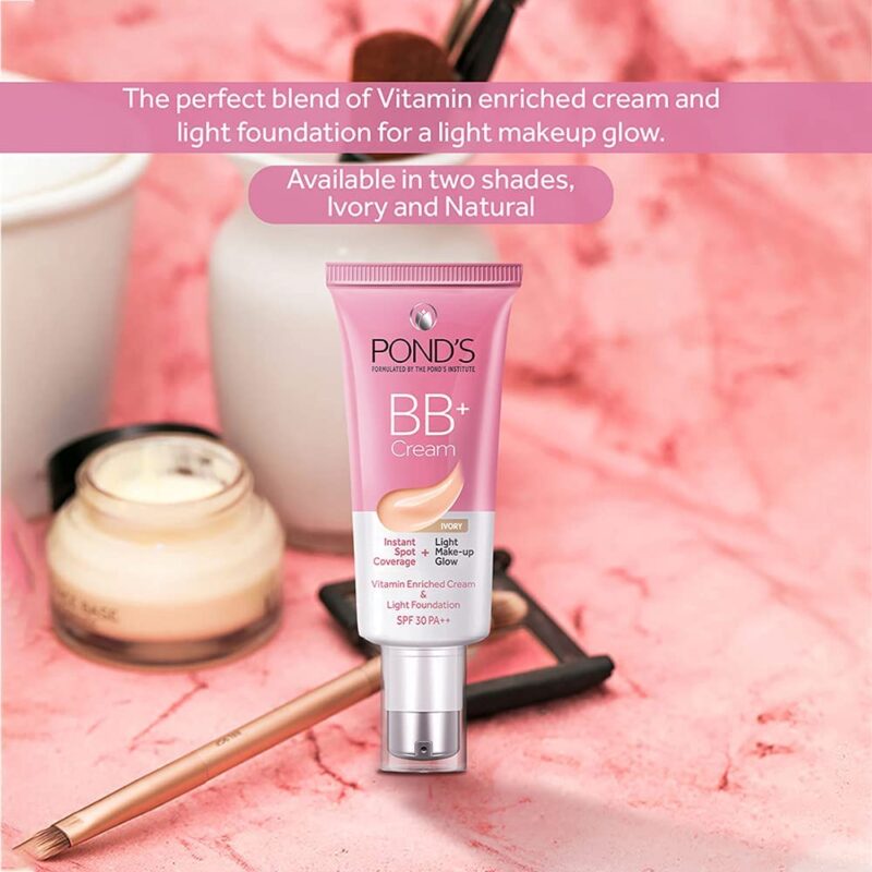 POND'S BB+ Cream, Instant Spot Coverage + Light Make-up Glow, Ivory 30g - Image 3