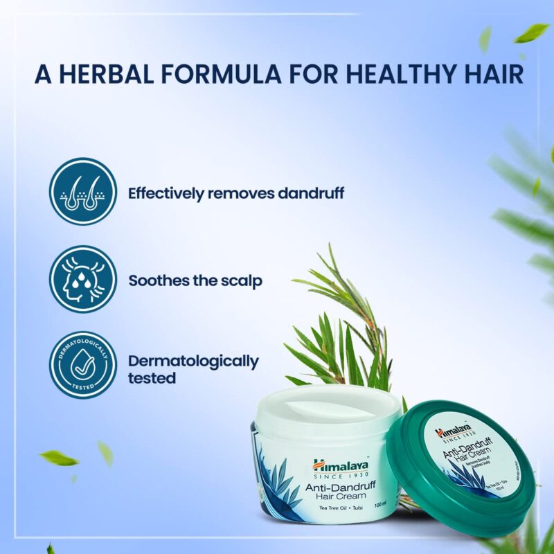 Himalaya Anti-Dandruff Hair Cream | Removes & Prevents Dandruff | Non Sticky Oil Replacement Hair Cream | Soothes Scalp | With Tea Tree Oil & Tulsi | For Women & Men | 100ml - Image 7
