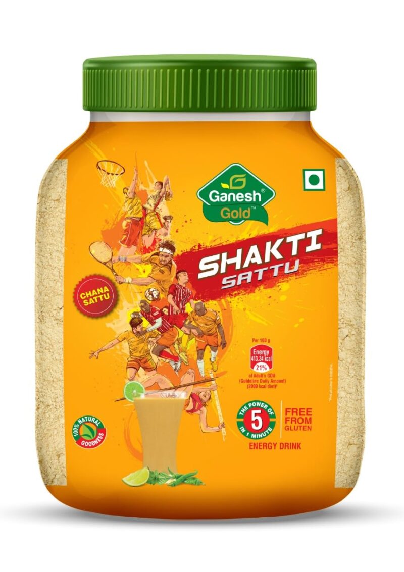 Ganesh Gold Shakti Sattu - 1kg Jar | Nutrient-rich Roasted Gram Flour | High Protein & Fiber - Image 4