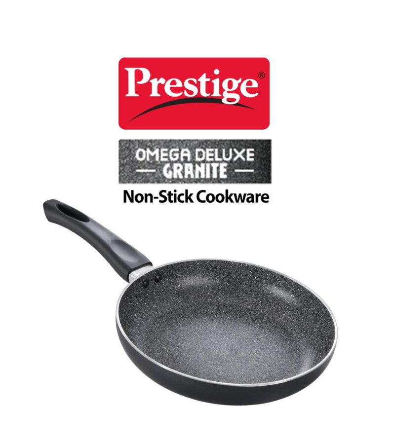 Prestige Non-Stick Omega Deluxe Granite Fry Pan (Omelette Pan)| 20 Centimetre | Black | Induction Base | 5 Layer Non-Stick Cookware | PFOA Free | Easy Grip Handle - Image 4
