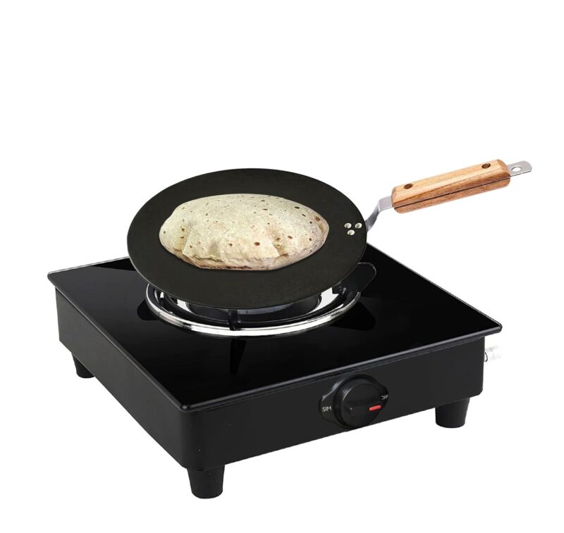 PANCA Iron tawa for Roti,Chapati,Dosa Loha Tawa with Wooden Handle Premium, 100% Toxin-Free, Long Lasting, Black - Image 4