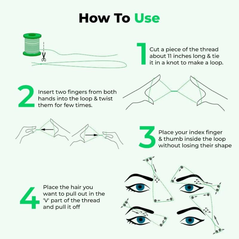 Organic Cotton Eyebrow Threading Thread Tool for Women - 8 Spools x 300 meters - Thread for Eyebrows Threading - Upperlips Shaping - Forehead Chin Hair Removal thread - Salon Spa Home by Zibell - Image 4