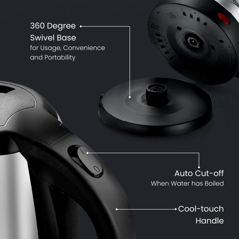Prestige 1.5 litre PKOSS Stainless Steel Electric Kettle | 1350 Watts| Elegant Design | Cool-touch Handle and Lid | Automatic Cut-Off and Single-Touch Lid Locking. | Silver - Image 2