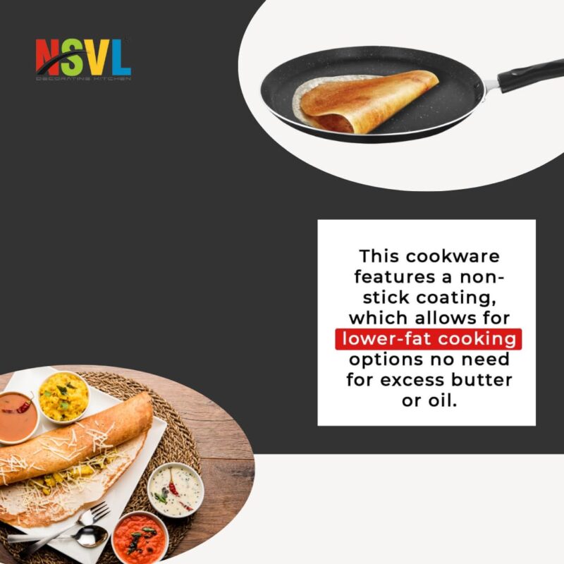 Nsvl Aluminium Non-Stick Dosa Tawa with Handle| Granite Finish | Pfoa Free | High Temperature Resistant Exterior Coating | 25 Cm | Black (DOSA TAWA Premium) - Image 5