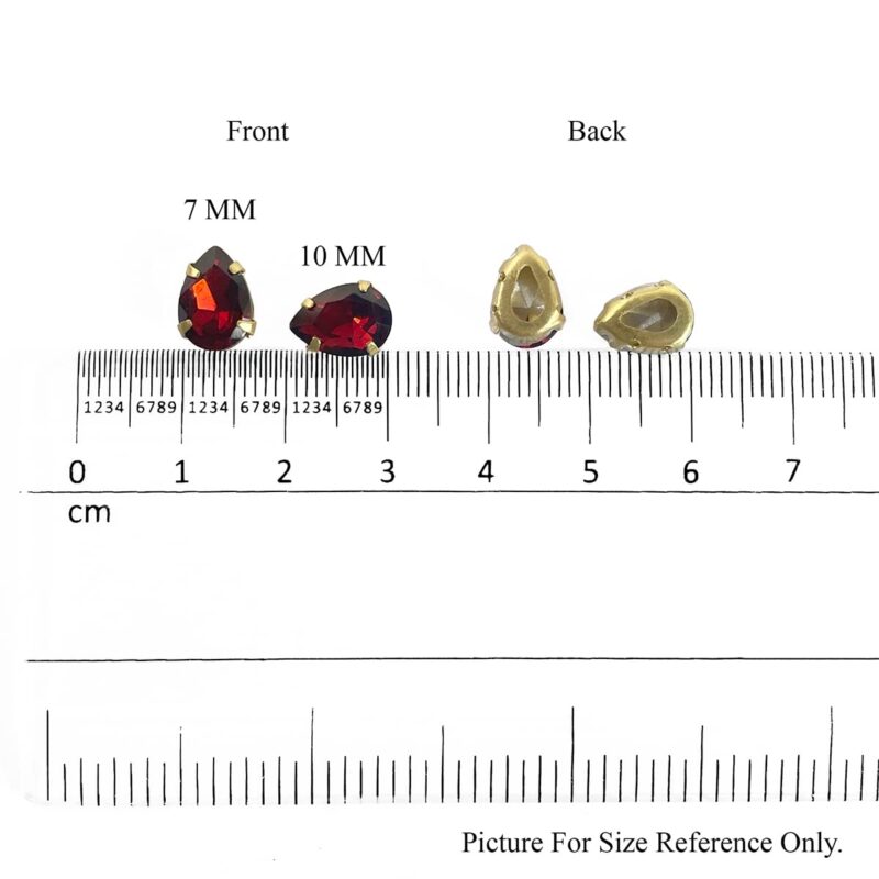 EmbroideryMaterial Emerald Green Shiny Sew on Rhinestones/Gem Stones Sewing Crystals Stone Beads for Jewellery Making, Embroidery, Craft, Sewing Purpose (Size: 7X10MM, Pack of 50 Pieces, Teardrop Shape) - Image 2