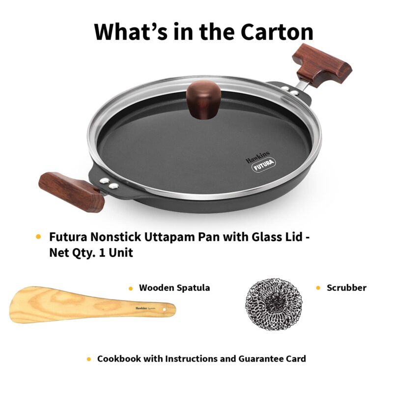 Hawkins Futura 24 cm Uttapam Pan, Pancake Tava, Non Stick Uttapa Tawa, Pancake Pan, Snack Maker, Black (NUP24G) - Image 2