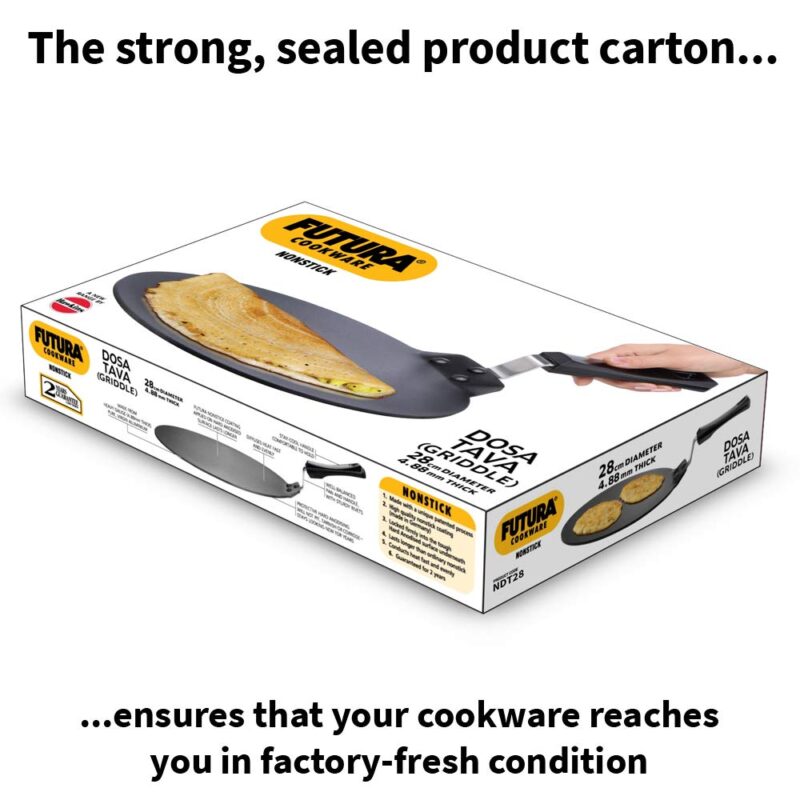 Hawkins Futura 28 cm Dosa Tava, Non Stick Dosa Tawa, Small Dosa Tawa (NDT28) (Black) - Image 3