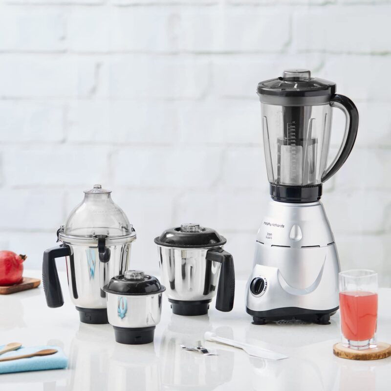 Morphy Richards Icon Superb 750 Watts Mixer Grinder| 4 Stainless Steel Mixer Jars including Juicer Jar| 3-Speed Control with Pulse Effect| 1-Yr Warranty by Brand| Silver & Black - Image 8