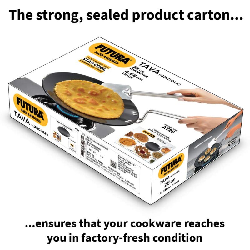 Hawkins Futura 28 cm Tava, Hard Anodised Tawa with Stainless Steel Handle, Black (AT28) - Image 3