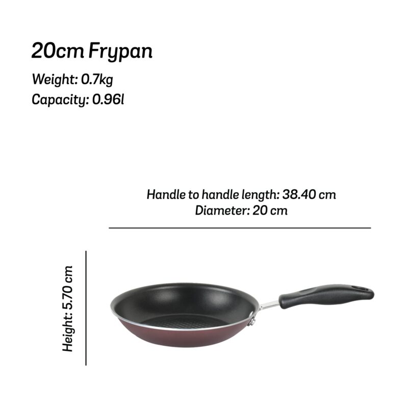 Meyer Merlot Aluminium Non-Stick Frypan | Frying Pan | Omlette pan | Fry pan with Stick Handle | Small Pan | Egg Pan | Gas and Induction Compatible| 100% Toxic Free, 20cm/ 0.96 Liters (Purple) - Image 6