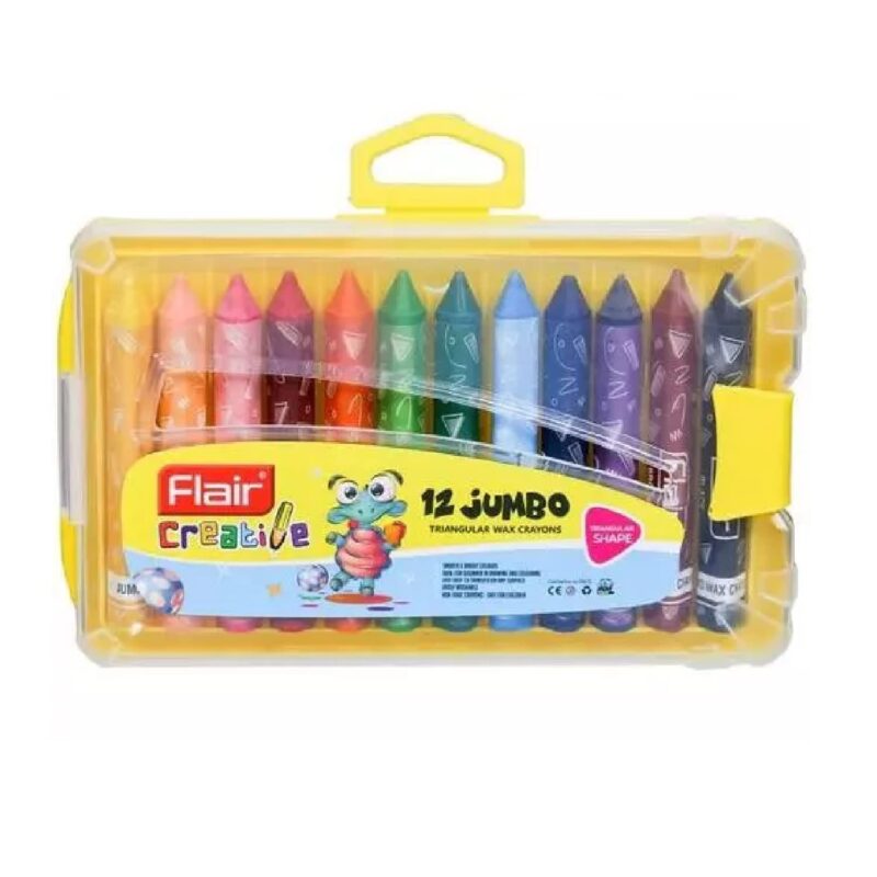 Flair Jumbo 12 Shades Triangular Wax Crayons
