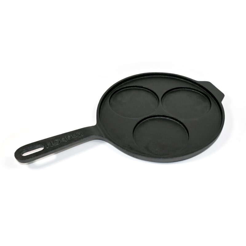 KNOBON Cast Iron Uttapam Tawa | 3 Pit, 26Cm Pancake Pan,Induction Friendly, Naturally Nonstick, 100% Pure & Toxin-Free Uttappam Tawa with Iron Handle| Black - Image 8