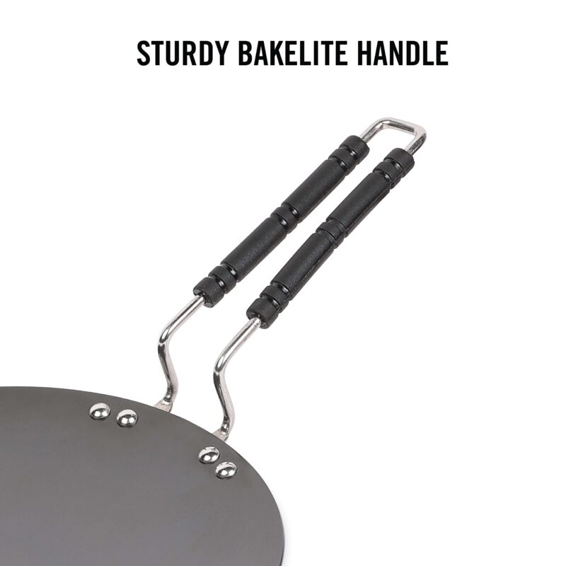 Cello Hard Anodized Aluminium Concave/Paratha/Roti Tawa (28cm), Black (3MM Thickness) - Image 5