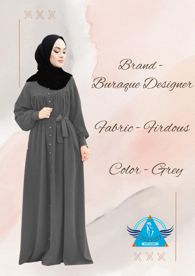 BURAQUE DESIGNER Abaya Burqa Dress's for Women Stitched Burkha | Casual Wear Abaya Burqa | (B03-Grey-Burkha) - Image 6