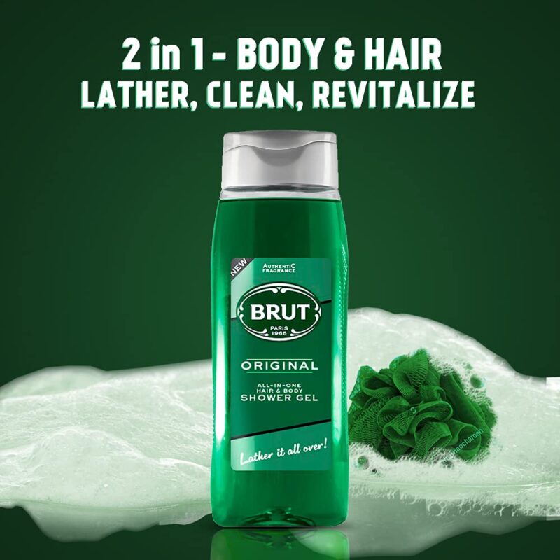 2x Brut Original ALL-IN-ONE Shower gel for Hair & Body | Body Wash for Men| Authentic Fragrance 500ml each - Pack of 2 - Image 3