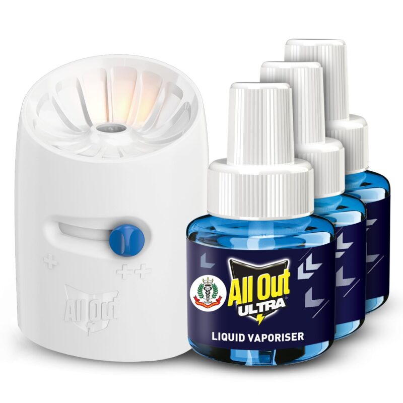 All Out Ultra Liquid Vaporizer, Machine + 3 Refills (45ml each) | Kills Dengue, Malaria & Chikungunya Spreading Mosquitoes| India's Only Mosquito Killer Brand Recommended by Indian Medical Association - Image 7