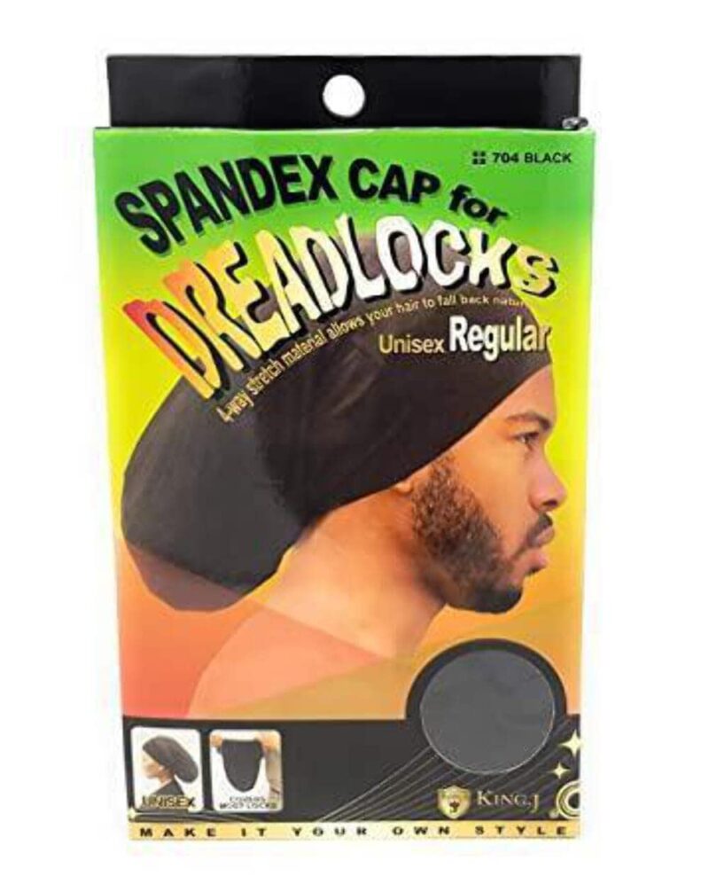 King.J Regular Size Unisex Spandex Cap For Dreadlocks, Black, 1 Count