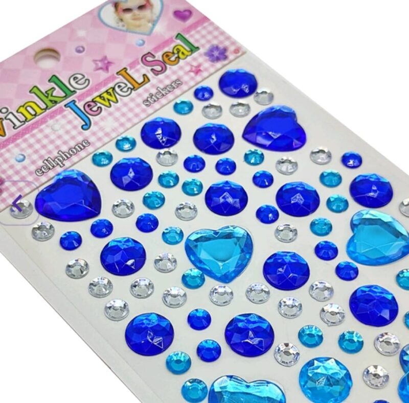E Shopping Self-Adhesive Metal Crystal Stickers, Craft Stickers, School Projects DIY Stickers for Kids Teens Gem Stone Multi Design Multi Colours Multi Size 5 Sheets, 20 x 10 x 3 Centimeters - Image 3