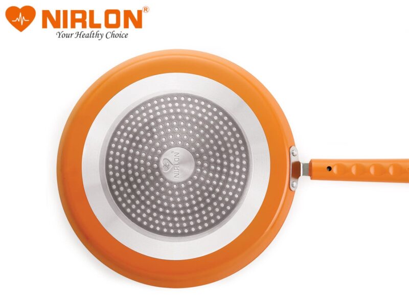 Nirlon Ceramic Flat Dosa Tawa 28cm,Heat-Resistant Handle, Heavy Guage 4mm Thick Aluminum Cookware for Induction/Gas Stove Tops, 4-Layer Nonstick Coatings, Orange(Ceramic_Flat_Tawa 28cm) - Image 4