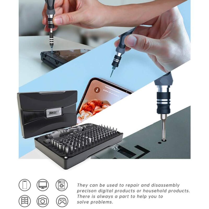 INICIO 106 in 1 Precision Screwdriver Set Long Alloy CRV Bits Repair Tool Magnetic Driver Kit With Flexible Shaft Double Layer For Repair of Electronics Phone Tablet PC Laptops - Grey - Image 3